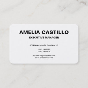 Trendy Modern Elegant Simple Black White Bold Business Card