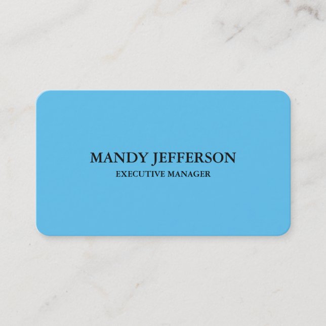 Trendy Modern Elegant Simple Blue Manager Business Card (Front)