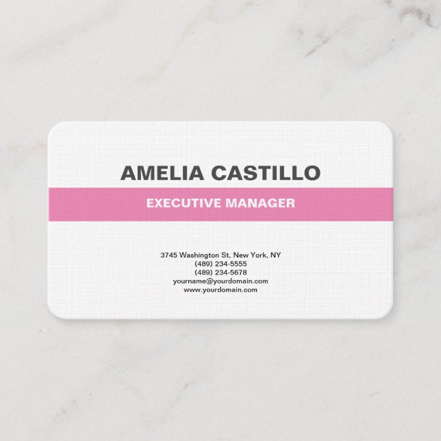 Trendy Modern Elegant Simple Premium Linen Business Card (Front)