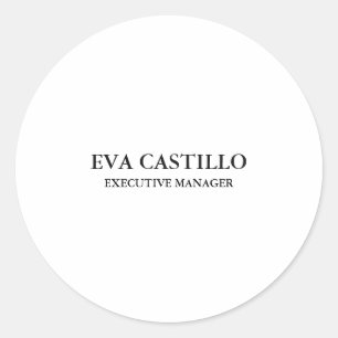 Trendy Modern Elegant Simple White Manager Classic Round Sticker