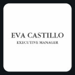 Trendy Modern Elegant Simple White Manager Square Sticker<br><div class="desc">Trendy Modern Customise Professional Simple Design.</div>