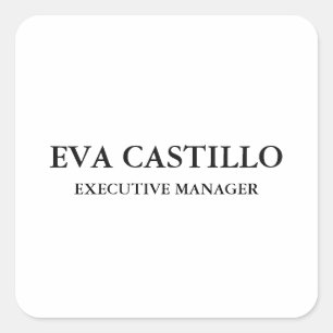 Trendy Modern Elegant Simple White Manager Square Sticker