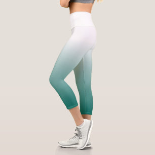 Trendy Modern Elegant Teal Blue Green Womens Capri Leggings