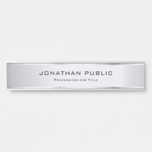 Trendy Modern Elegant Template Glamour Silver Door Sign