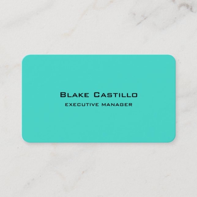 Trendy Modern Elegant Turquoise Blue White Business Card (Front)