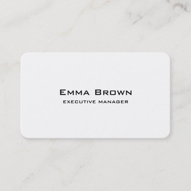 Trendy Modern Elegant White Executive Manager Business Card (Front)
