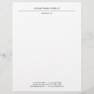 Trendy Modern Elegant White Minimalist Template Custom Letterhead