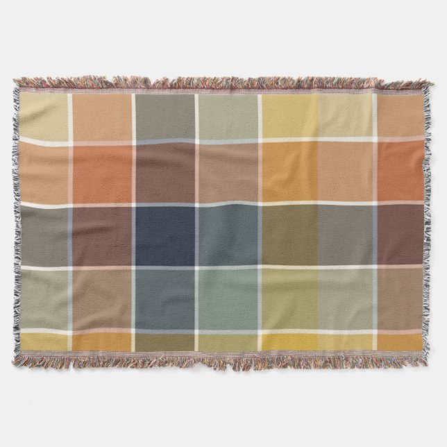 Trendy Modern Fall Colour Block Throw Blanket (Front)