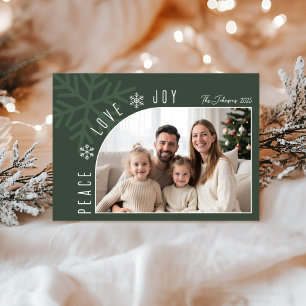 Trendy Modern Forest Green Photo Christmas  Holiday Card