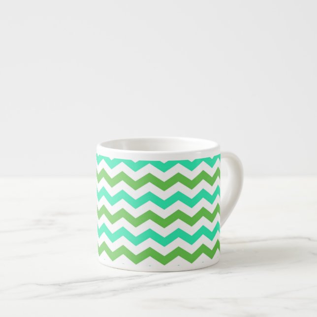 Trendy, modern fresh green chevron espresso cup (Front Right)