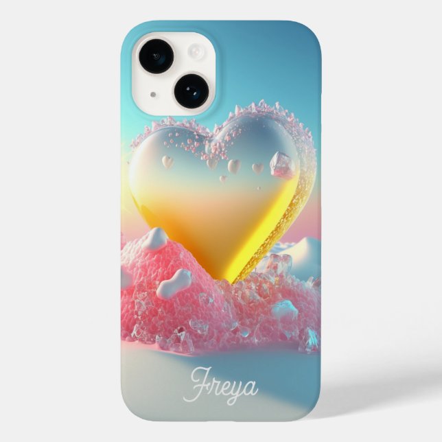 Trendy Modern Girly Love Heart Personalised Name Case-Mate iPhone Case (Back)
