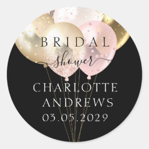 Trendy, modern, glitter balloons   classic round sticker