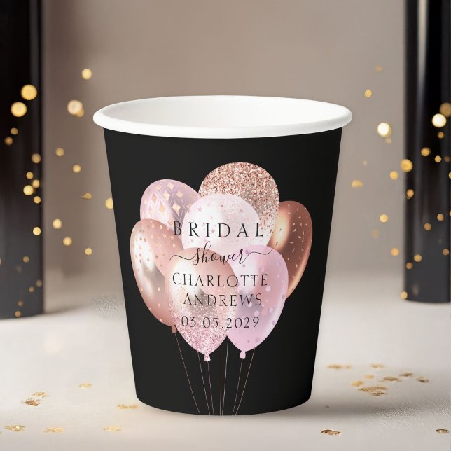 Trendy, modern, glitter balloons  paper cups (Trendy, modern, trendy, glitter balloons paper cups with your name and date.)