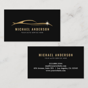 Trendy Modern Gold & Black Automotive Auto Repair Business Card