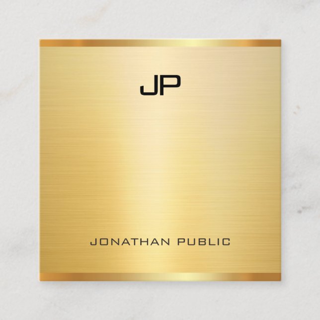 Trendy Modern Gold Elegant Professional Template Square Business Card (Front)