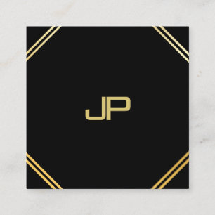 Trendy Modern Gold Monogrammed Elegant Template Square Business Card