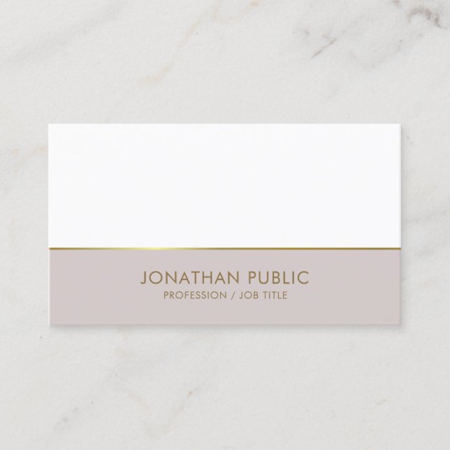 Trendy Modern Gold Sophisticated Plain Luxury Business Card (Front)