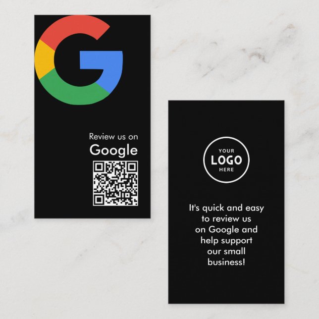 Trendy Modern Google Review QR Code Enclosure Card (Front/Back)