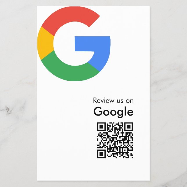 Trendy Modern Google Review QR Code Flyer (Front)
