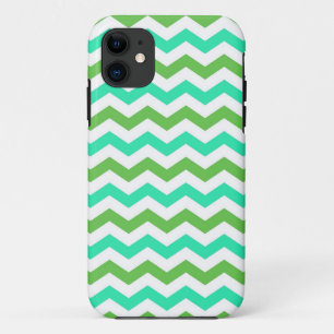 Trendy, modern, green chevron zigzag stripes Case-Mate iPhone case