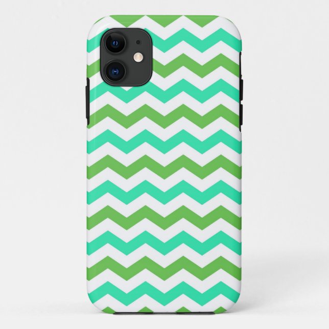 Trendy, modern, green chevron zigzag stripes Case-Mate iPhone case (Back)
