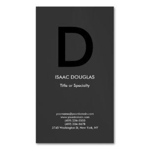 Trendy modern grey black bold monogram magnetic business card