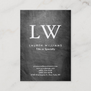 Trendy Modern Grey Chalkboard Monogram Business Card