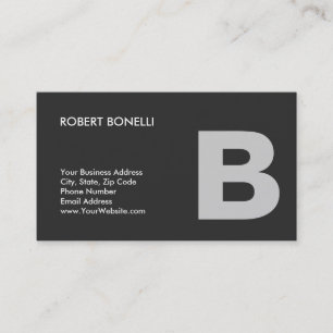 Trendy Modern Grey Monogram Business Card