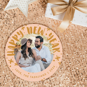 Trendy Modern Handwritten New Year Photo Card