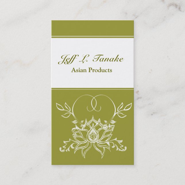 Trendy Modern Henna Indian  White Lotus Flower Business Card (Front)