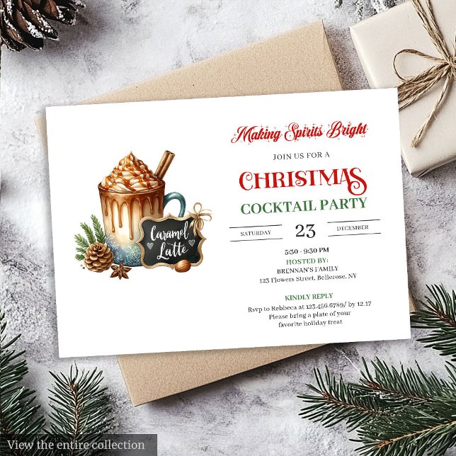 Trendy Modern Holiday Cocktails Party Invitation (Trendy Modern Holiday Cocktails Party Invitation)