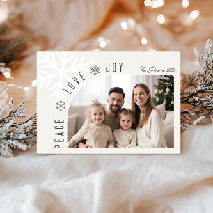 Trendy Modern Ivory Photo Christmas  Holiday Card