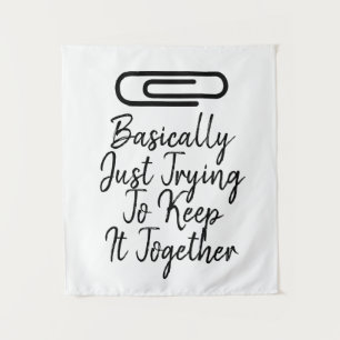 Trendy Modern Keep it Together Black Paperclip Tapestry