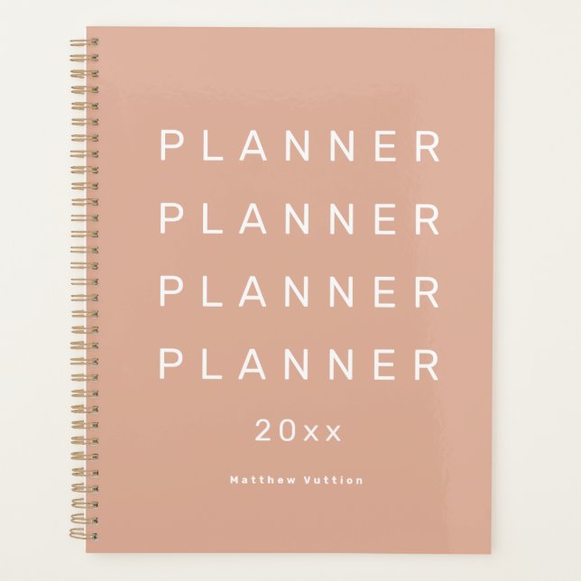 Trendy Modern Light Pink Weekly Dated Planner (Front)