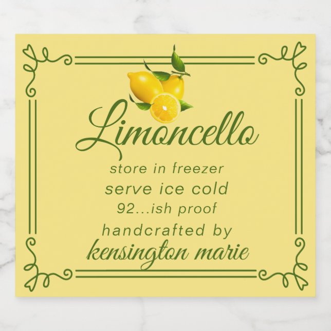 Trendy Modern Limoncello Label For Small Bottle | (Single Label)