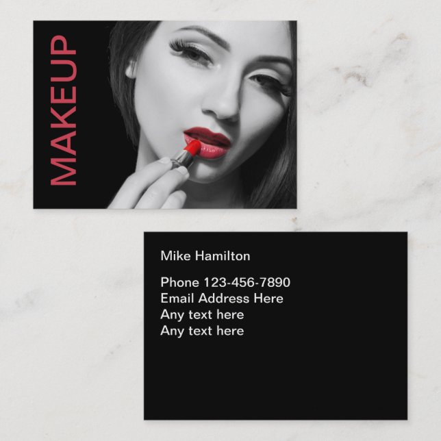 Trendy Modern Makeup Artist Business Cards (Front/Back)