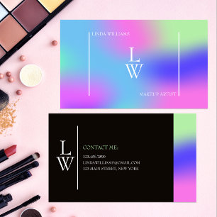 Trendy Modern Makeup Artist Colourful Gradient Business Card