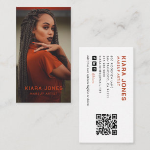 Trendy Modern Makeup Artist Photo QR Social Business Card