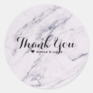 Trendy Modern Marble Elegant Wedding Favour Classic Round Sticker