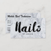 Trendy Modern Marble Nail Technician Business Card (Front/Back)