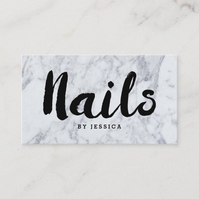 Trendy Modern Marble Nail Technician Business Card (Front)