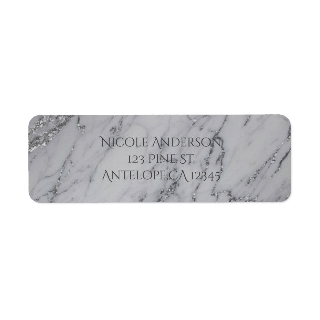 Trendy Modern Marble Silver Glamor Invitation (Front)