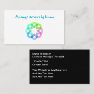 Trendy Modern Massage Therapist Business Cards 