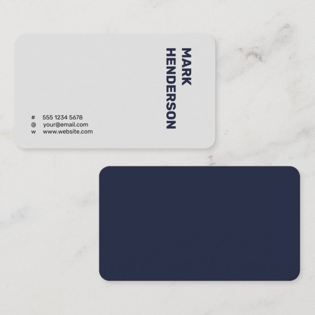 Trendy Modern Minimal Navy Blue Business Card (Front/Back)