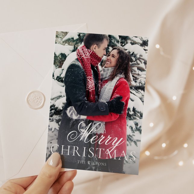 Trendy Modern Minimal Photo Christmas Card (Creator Uploaded)