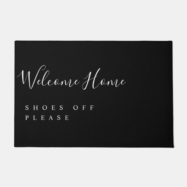 Trendy Modern Minimal Welcome Shoes Off  Doormat (Front)