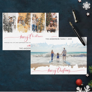 Trendy Modern Minimalist Christmas Collage Photo  Invitation