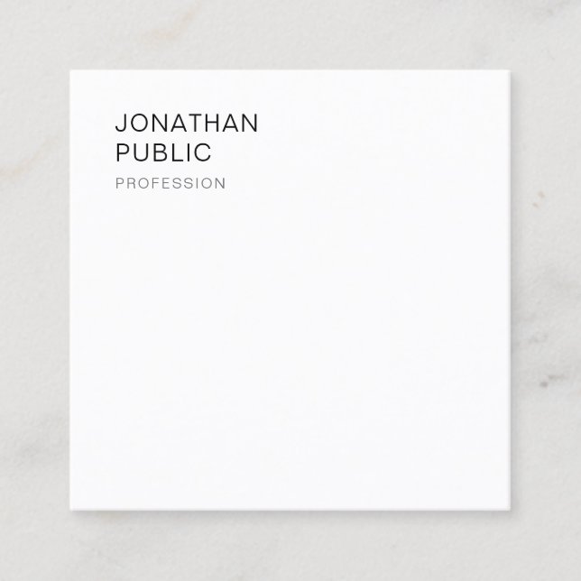 Trendy Modern Minimalist Design Template Elegant Square Business Card (Front)