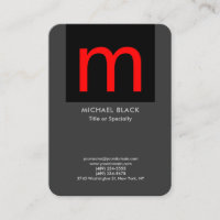 Trendy modern minimalist grey black red monogram