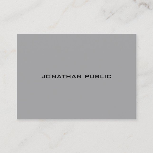 Trendy Modern Minimalist Grey Template Elegant Business Card (Front)